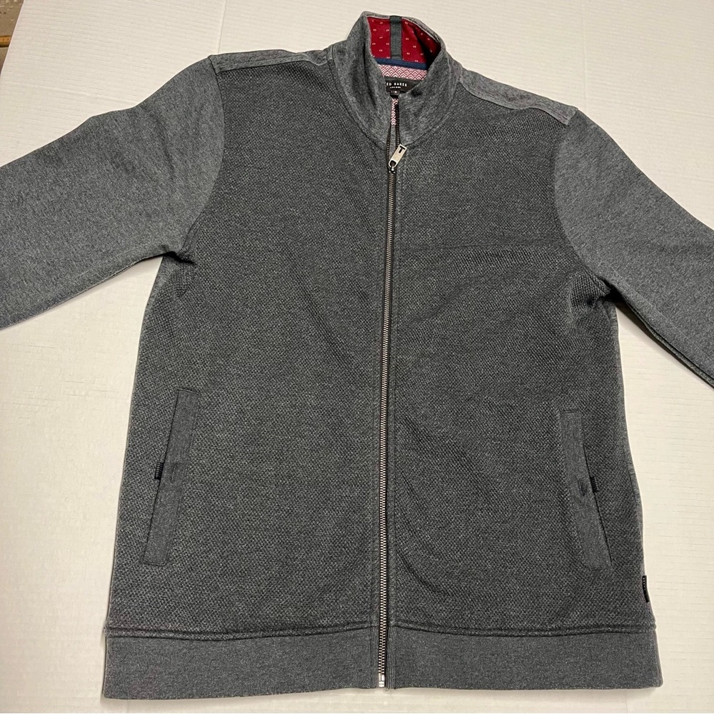 Ted Baker Men's Gray Zip-Up Sweater Jacket